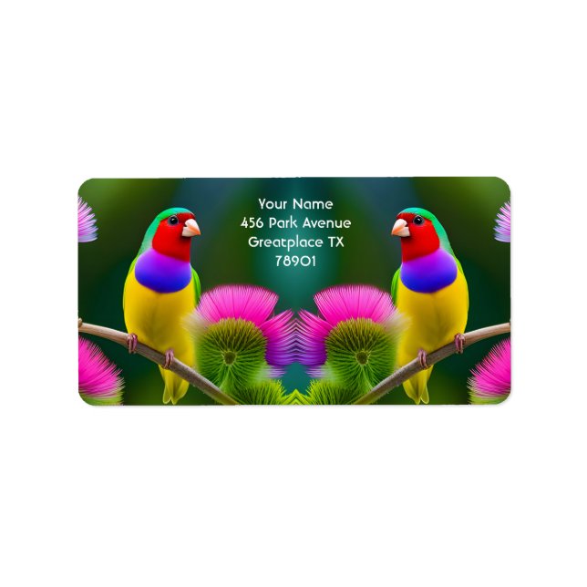 Fantasy Colorful Gouldian Finish Adressaufkleber (Vorne)