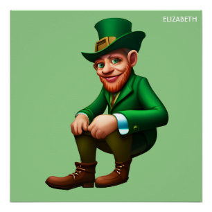 Fantasy Colorful Leprechaun Art Deco Stil Poster
