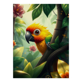 Fantasy Colorful Parrot Poster