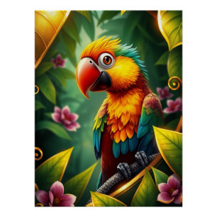 Fantasy Colorful Parrot Poster