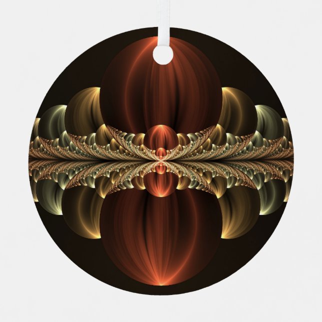 Fantasy Construction Shiny Abstrakt Fraktal Art Ornament Aus Metall (Vorderseite)