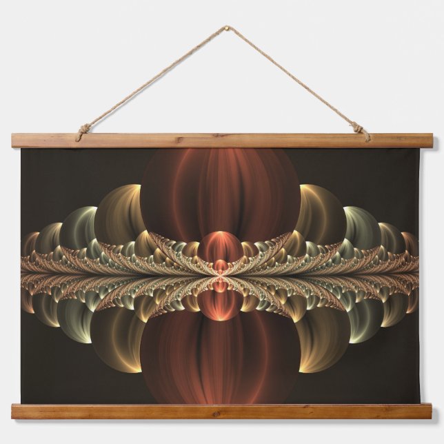 Fantasy Construction Shiny Abstrakt Fraktal Art Wandteppich Mit Holzrahmen (Vorne)