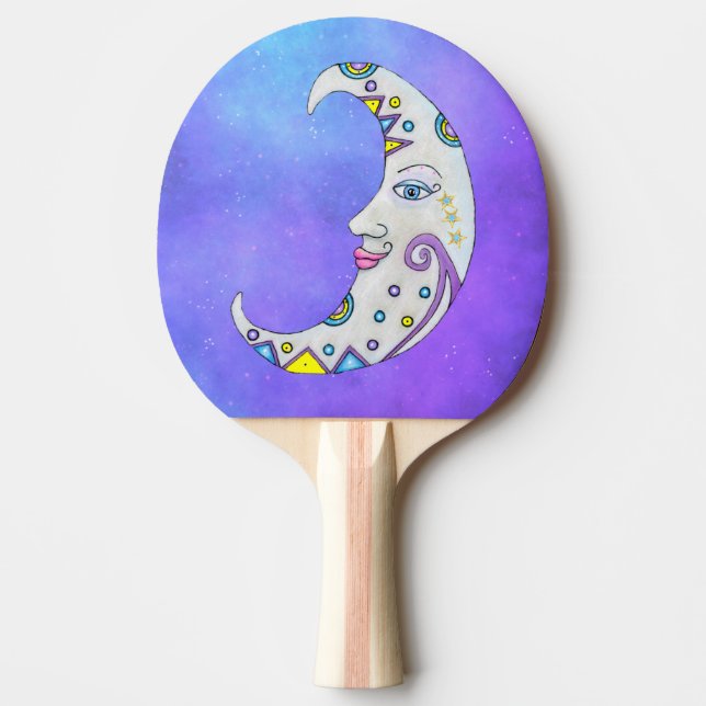 Fantasy Crescent Moon Face Abstrakt Markierungen S Tischtennis Schläger (Vorderseite)
