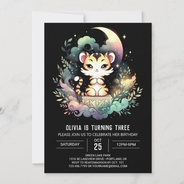 Fantasy Custom Tiger Geburtstag Einladung (Vorderseite)