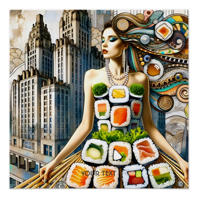Fantasy Cute Abstract Sushi Dress Poster (Vorderseite)
