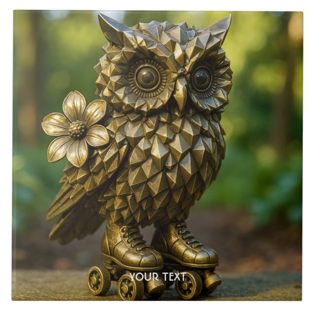 Fantasy Cute Brass Owl Skates Fliese (Vorderseite)