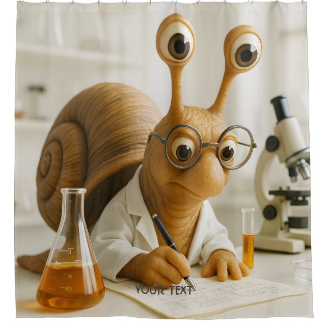 Fantasy Cute Famous Snail Scientist  Duschvorhang (Vorderseite)