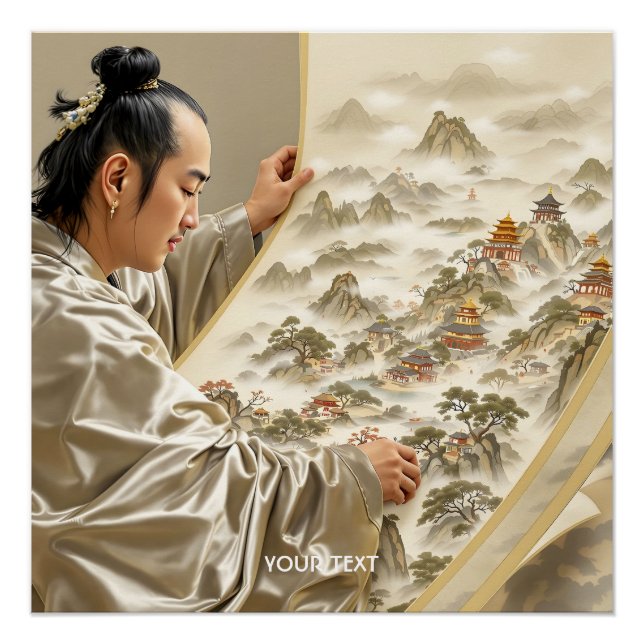 Fantasy Cute Japanese Painter Landscape Poster (Vorderseite)