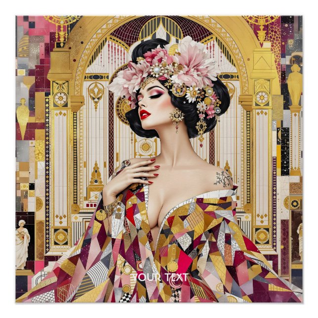 Fantasy Cute Lady Art Deco Poster (Vorderseite)