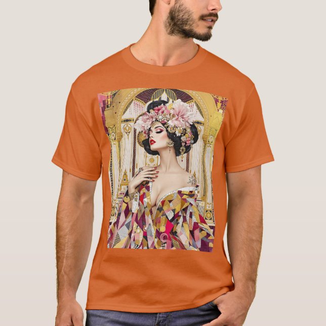 Fantasy Cute Lady Art Deco T-Shirt (Vorderseite)