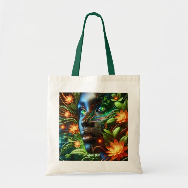 Fantasy Cute Orange Green Girl  Tragetasche (Vorne)