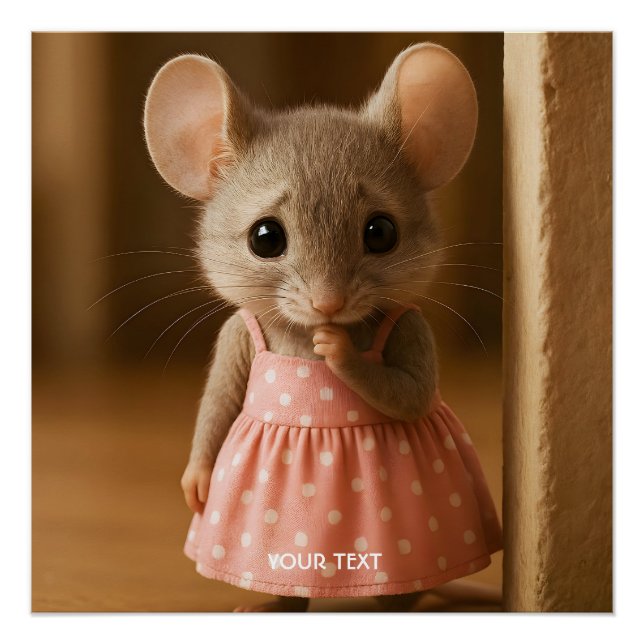 Fantasy Cute Sad Little Mouse  Poster (Vorderseite)