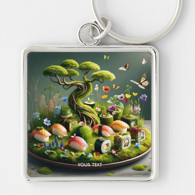 Fantasy Cute Sushi Japanese Landscape Schlüsselanhänger (Vorne)