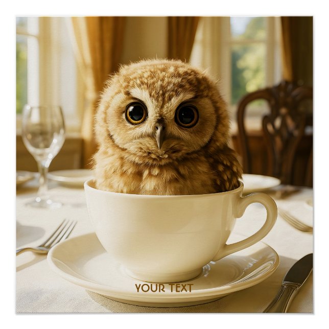 Fantasy Cute Tea Owl Baby Poster (Vorderseite)