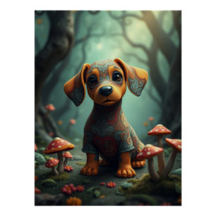 Fantasy Dackel Welpe Art Poster