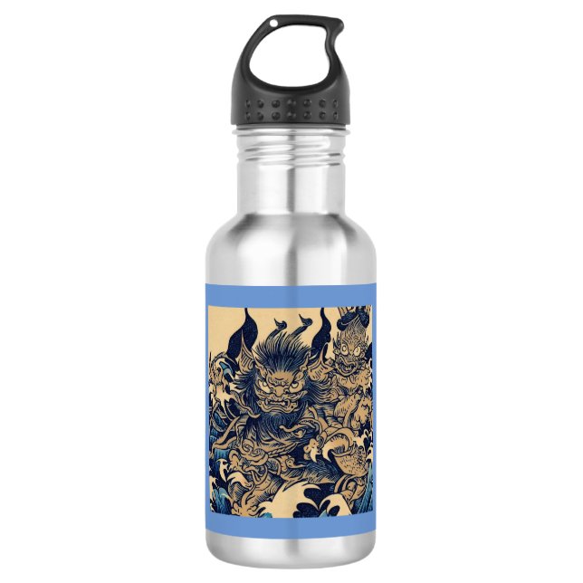 Fantasy-Dämonen - Holzschnitt 2 Edelstahlflasche (Vorderseite)