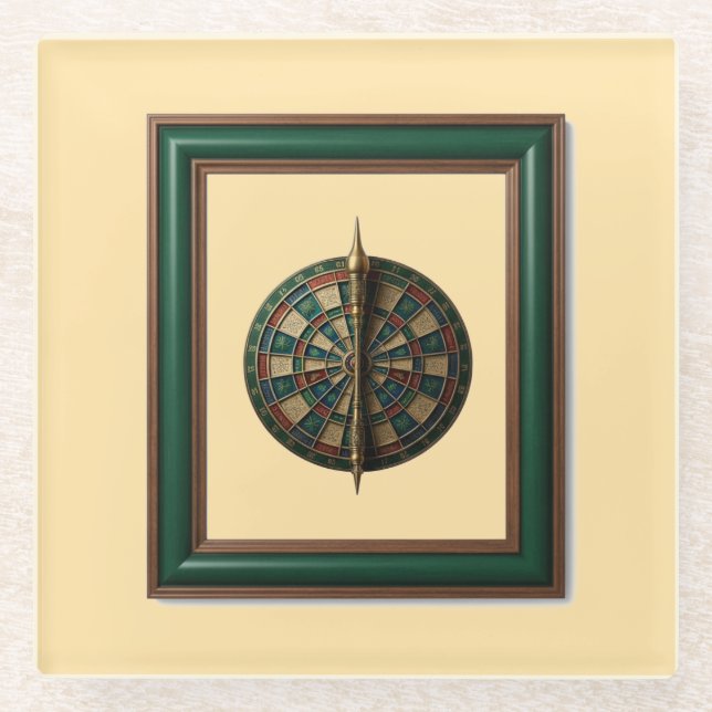 Fantasy-Dartboard mit futuristischem Dart Glasuntersetzer (Vorderseite)