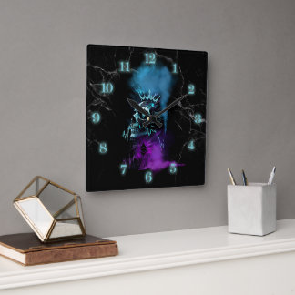 Fantasy-Design | Kryptowährung | Ethereum-Marmor  Quadratische Wanduhr