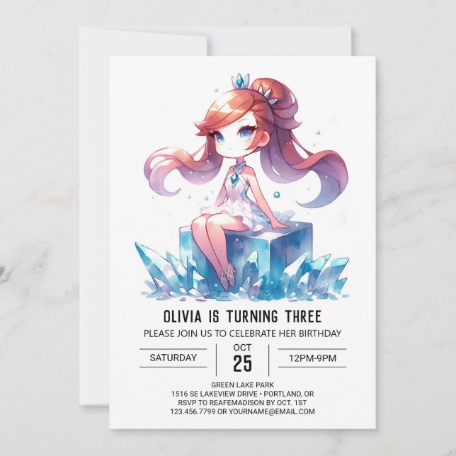 Fantasy Digital Princess Geburtstag Einladung (Vorderseite)