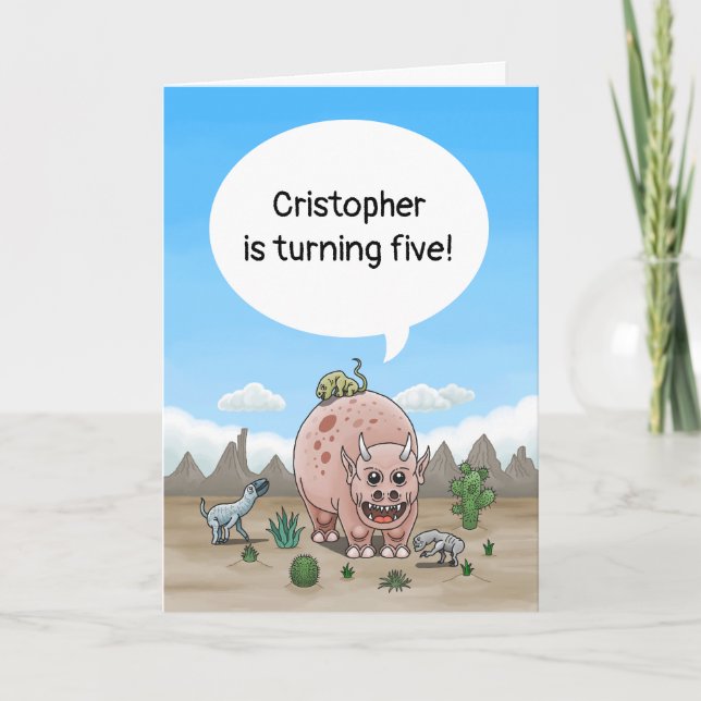 Fantasy Dinosaurier Geburtstag Einladung (Vorderseite)