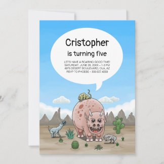 Fantasy Dinosaurier Geburtstag Einladung