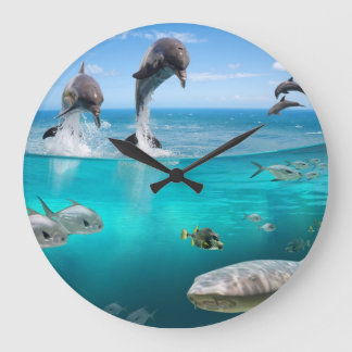 Fantasy Dolphins Wall Clock Große Wanduhr