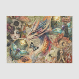 Fantasy-Drache Mixed-Media-Collage-Decoupage Seidenpapier