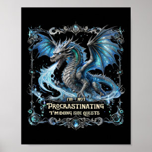 Fantasy-Drachen-Gamer-Prokrastinations-Seitenquest Poster