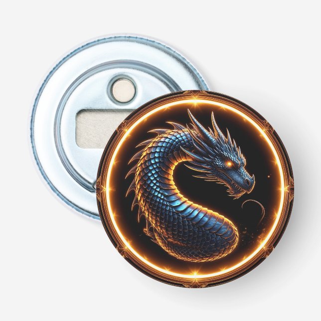 ✨ Fantasy-Drachen-Wappen-Ringrahmen-Emblem ✨ Flaschenöffner (Vorderseite)