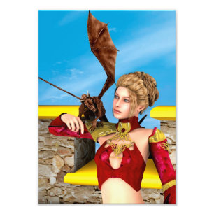 Fantasy-Drachenprinzessin Digitale Kunst Fotodruck