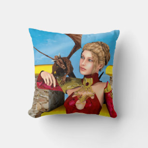 Fantasy-Drachenprinzessin Digitale Kunst Kissen
