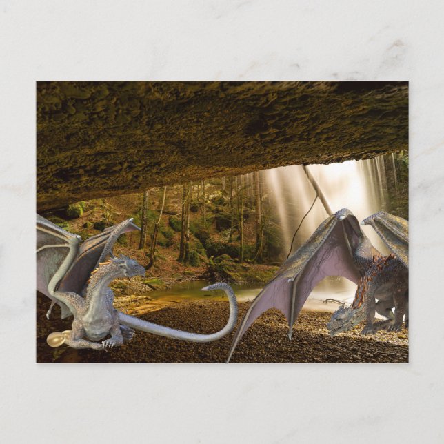 Fantasy Dragon Familienhöhle Postkarte (Vorderseite)