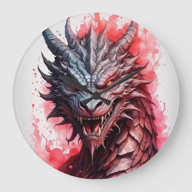 "Fantasy Dragon" Große Wanduhr (Vorderseite)