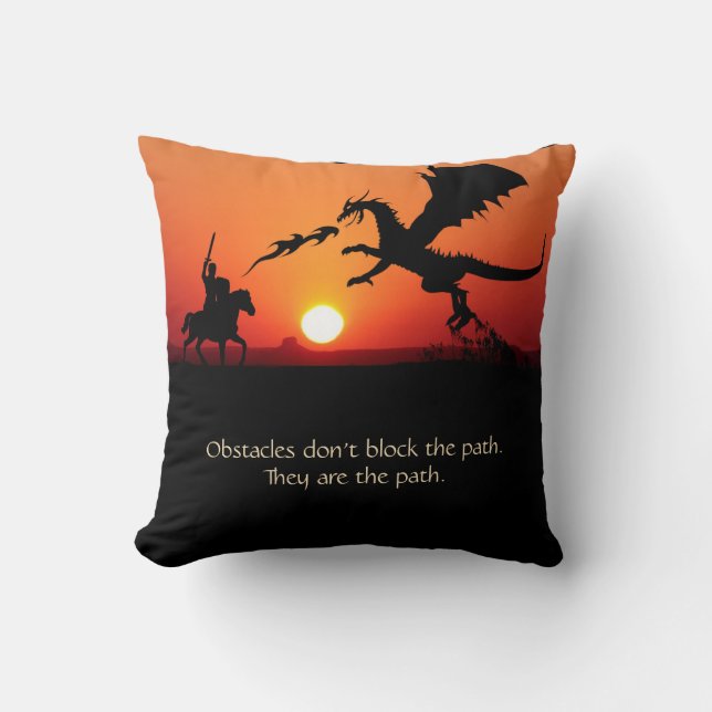Fantasy Dragon Knight Inspiration Motivierend Kissen (Vorderseite)