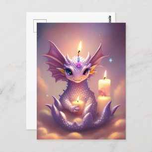 Fantasy Dragon mit Birthday Candles Postkarte
