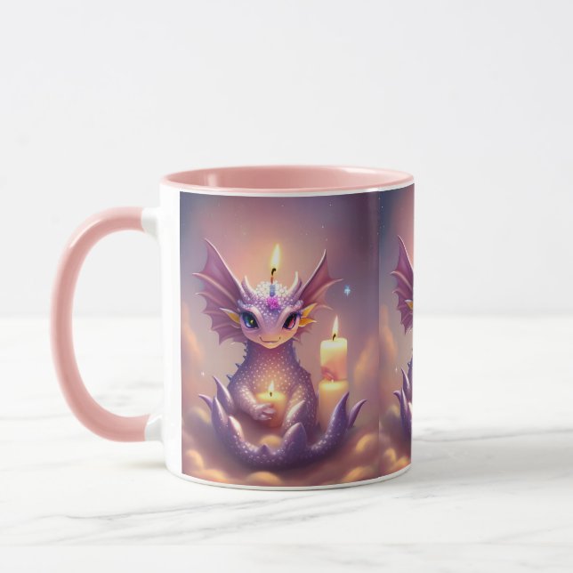 Fantasy Dragon mit Birthday Candles Tasse (Links)