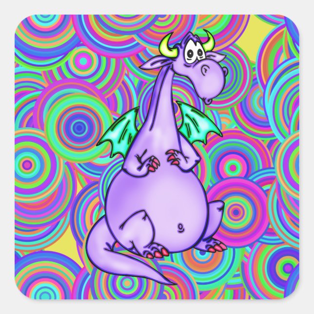 Fantasy Dragon Quadratischer Aufkleber (Vorderseite)