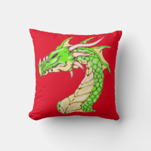Fantasy Dragon Red Square Kissen