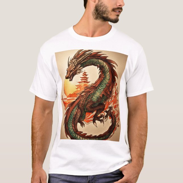 Fantasy Dragon T - Shirt - Einzigartiges T-Shirt W (Vorderseite)
