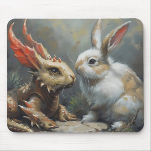 Fantasy Dragon und Kaninchen Mousepad
