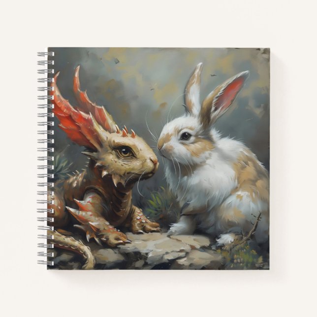 Fantasy Dragon und Kaninchen Notizbuch (Vorderseite)