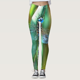 Fantasy Dragonfly in Türkis und Schwarz Leggings