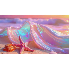 Fantasy Dream Beach With Beautiful Pink Starfish Pappteller