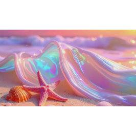 Fantasy Dream Beach With Beautiful Pink Starfish Serviette