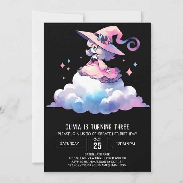 Fantasy Dreamy Wizard Geburtstag Einladung (Vorderseite)