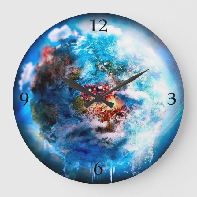 Fantasy Earth Black Light Große Wanduhr (Vorderseite)