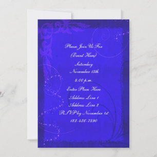 Fantasy Electric Blue Swirl Design Party Einladung