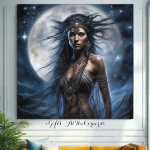 Fantasy Elegante Mondprinzessin Leinwanddruck