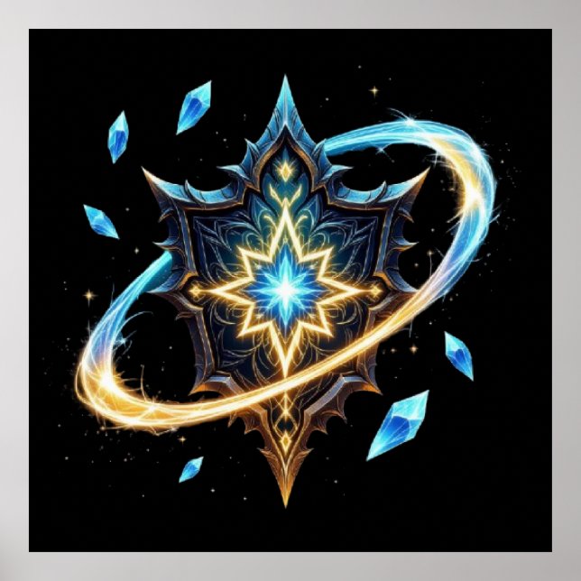 Fantasy Emblem with Floating Blades – Magical Ener Poster (Vorne)