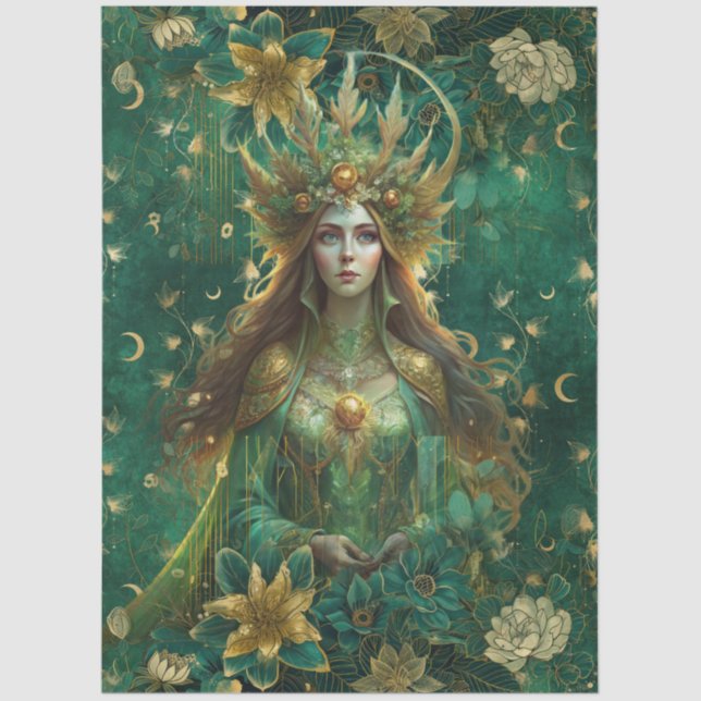 Fantasy Emerald Forest Queen Decoupage Seidenpapier (Vorderseite)